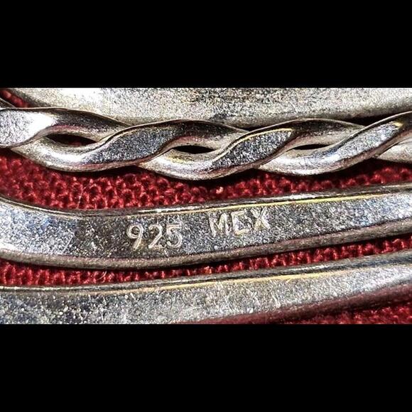 Vintage Signed 925 MEXICO  Braided CUFF BRACELET 6.5" Untested - Picture 3 of 7
